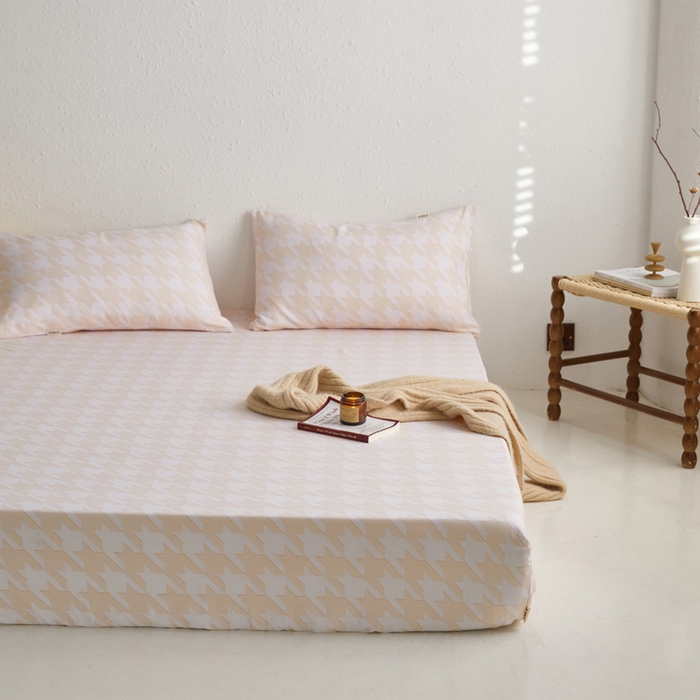 91家纺网 家纺一手货源 找家纺 小懒猪 2026新品全棉纯棉老粗布单品床笠床笠单件凉席席子 千鸟格米