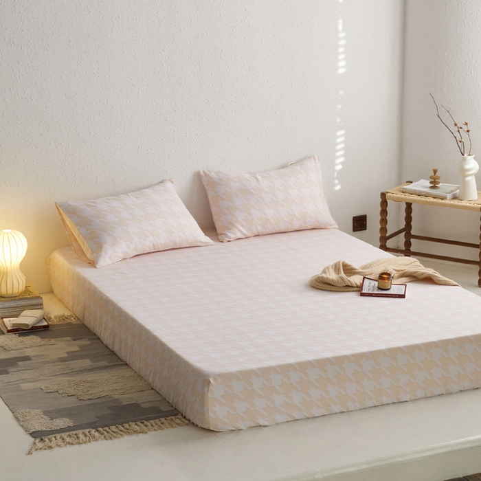 91家纺网 家纺一手货源 找家纺 小懒猪 2026新品全棉纯棉老粗布单品床笠床笠单件凉席席子 千鸟格米