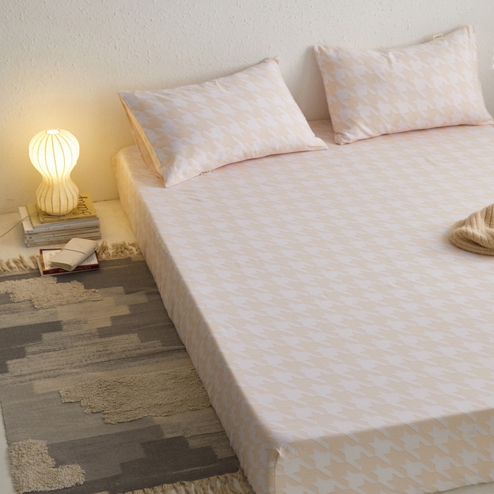 91家纺网 家纺一手货源 找家纺 小懒猪 2026新品全棉纯棉老粗布单品床笠床笠单件凉席席子 千鸟格米