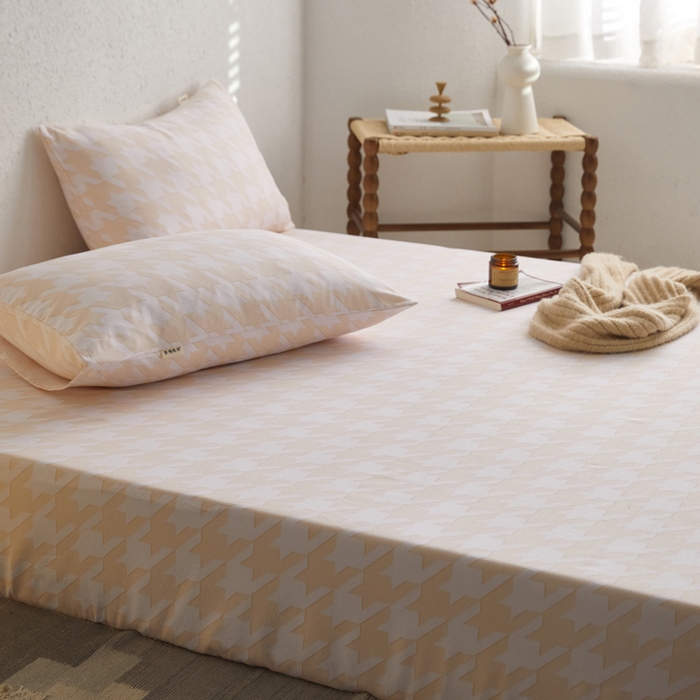 91家纺网 家纺一手货源 找家纺 小懒猪 2026新品全棉纯棉老粗布单品床笠床笠单件凉席席子 千鸟格米