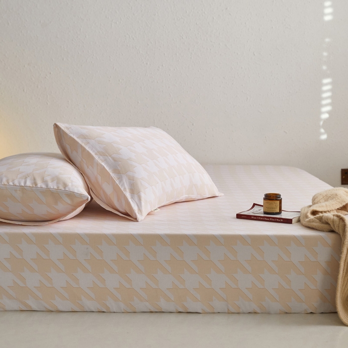 91家纺网 家纺一手货源 找家纺 小懒猪 2026新品全棉纯棉老粗布单品床笠床笠单件凉席席子 千鸟格米