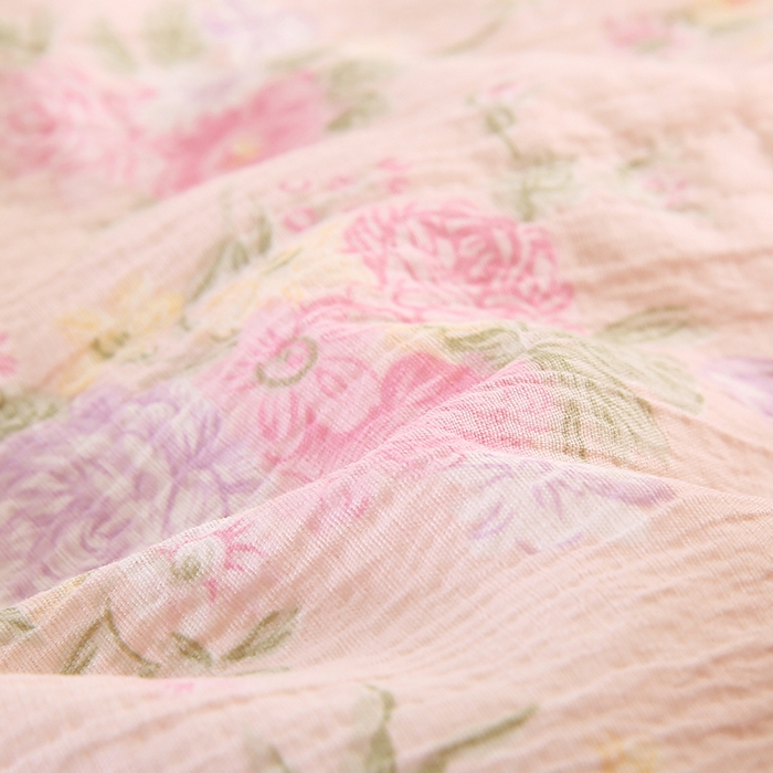 91家纺网 家纺一手货源 找家纺 米萝家居 2026新款100%棉花夏被四件套双层纱花边夏凉被空调被被子被芯直播 繁花似锦