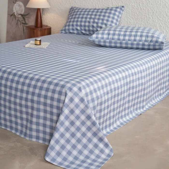 91家纺网 家纺一手货源 找家纺 小懒猪 2026新品全棉纯棉老粗布单品床单床单单件凉席席子 细条蓝格