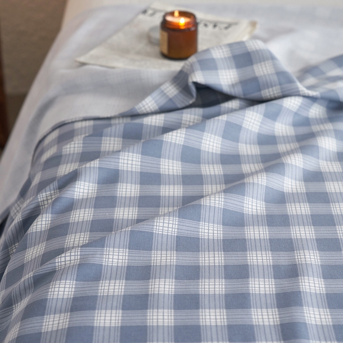 91家纺网 家纺一手货源 找家纺 小懒猪 2026新品全棉纯棉老粗布单品床单床单单件凉席席子 细条蓝格