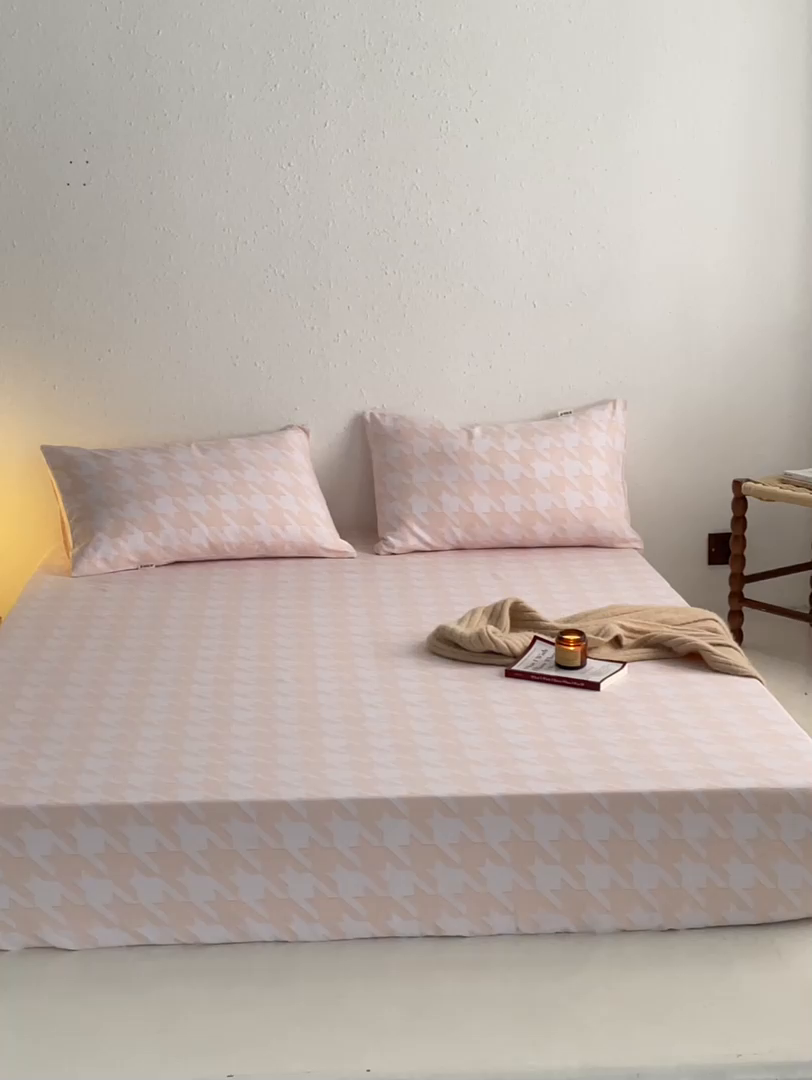 91家纺网 家纺一手货源 找家纺 小懒猪 2026新品全棉纯棉老粗布单品床笠床笠单件凉席席子 千鸟格米