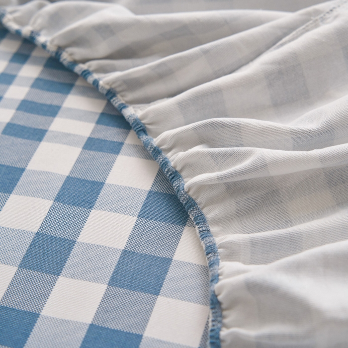 91家纺网 家纺一手货源 找家纺 小懒猪 2026新品全棉纯棉老粗布单品床笠床笠单件凉席席子 浅蓝格