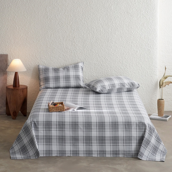 小懒猪 2026新品全棉纯棉老粗布单品床单床单单件凉席席子 小灰格