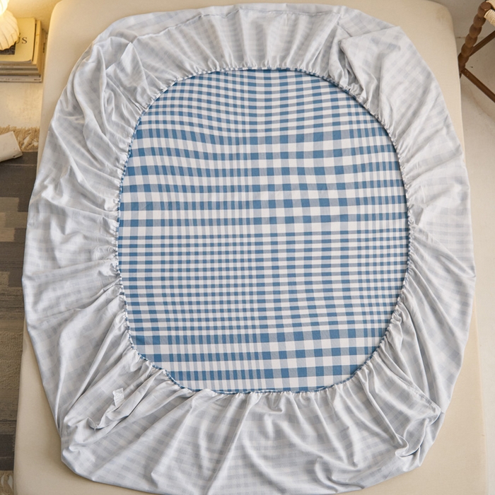 91家纺网 家纺一手货源 找家纺 小懒猪 2026新品全棉纯棉老粗布单品床笠床笠单件凉席席子 浅蓝格