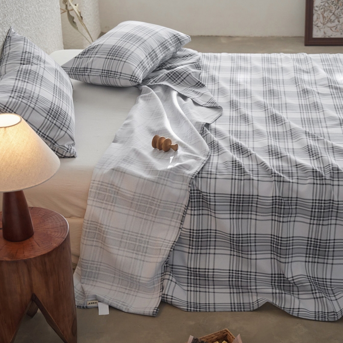 91家纺网 家纺一手货源 找家纺 小懒猪 2026新品全棉纯棉老粗布单品床单床单单件凉席席子 小灰格