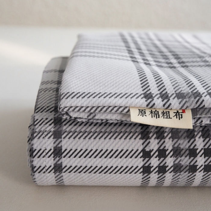 91家纺网 家纺一手货源 找家纺 小懒猪 2026新品全棉纯棉老粗布单品床单床单单件凉席席子 小灰格