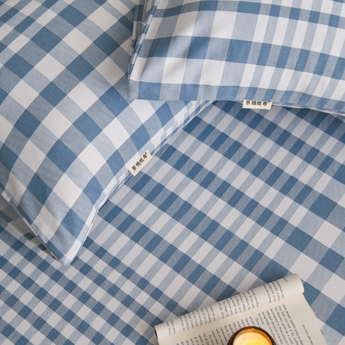 91家纺网 家纺一手货源 找家纺 小懒猪 2026新品全棉纯棉老粗布单品床笠床笠单件凉席席子 浅蓝格