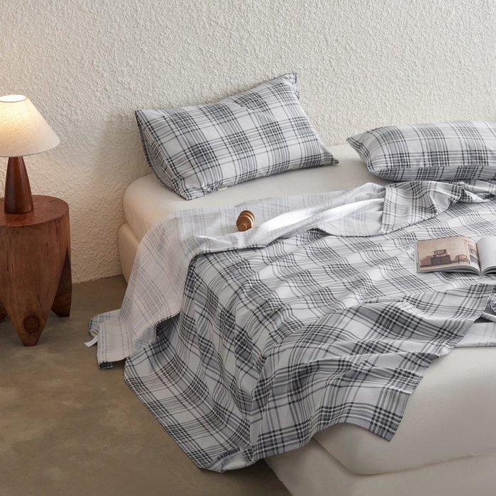 91家纺网 家纺一手货源 找家纺 小懒猪 2026新品全棉纯棉老粗布单品床单床单单件凉席席子 小灰格