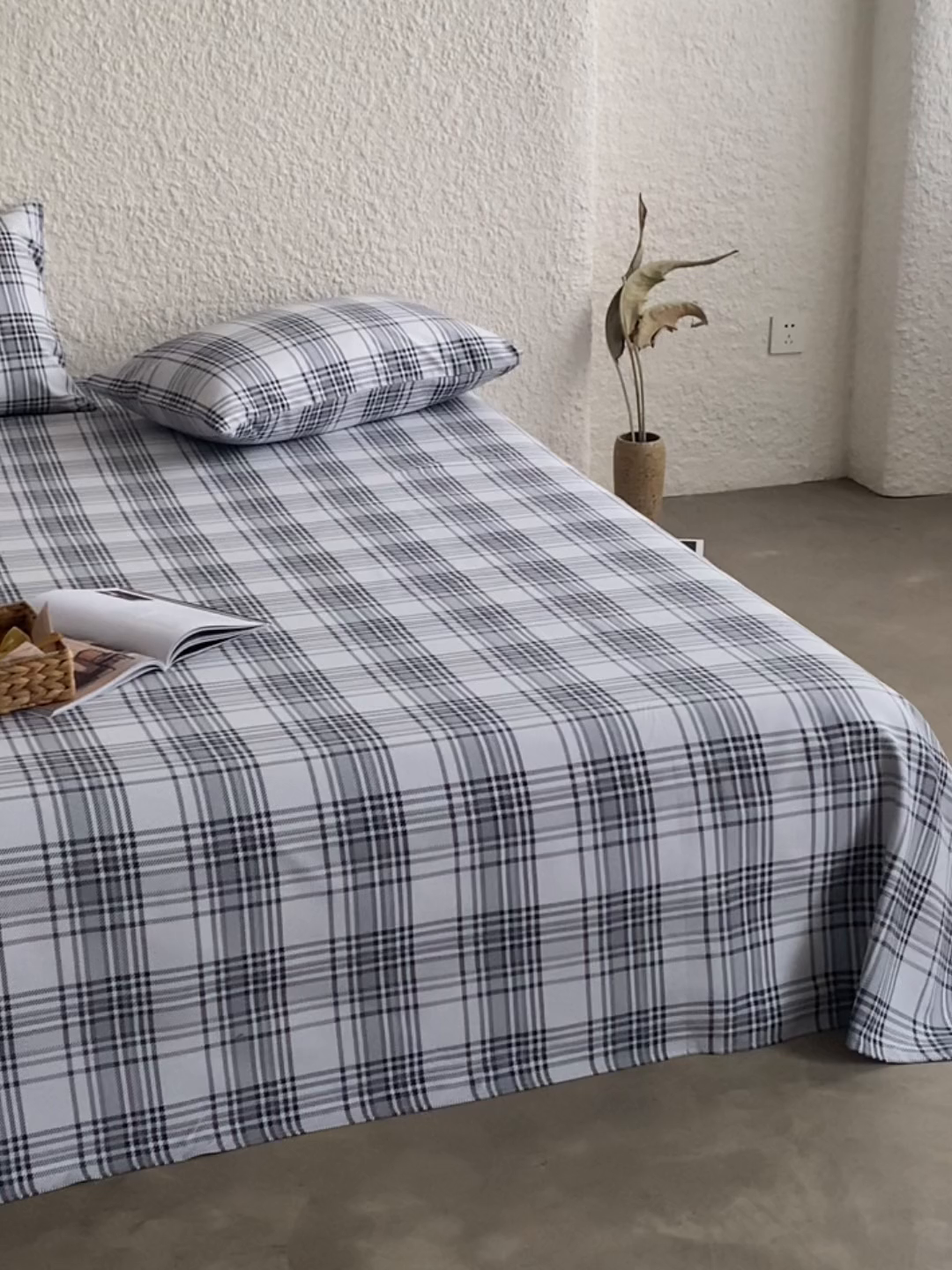 91家纺网 家纺一手货源 找家纺 小懒猪 2026新品全棉纯棉老粗布单品床单床单单件凉席席子 小灰格