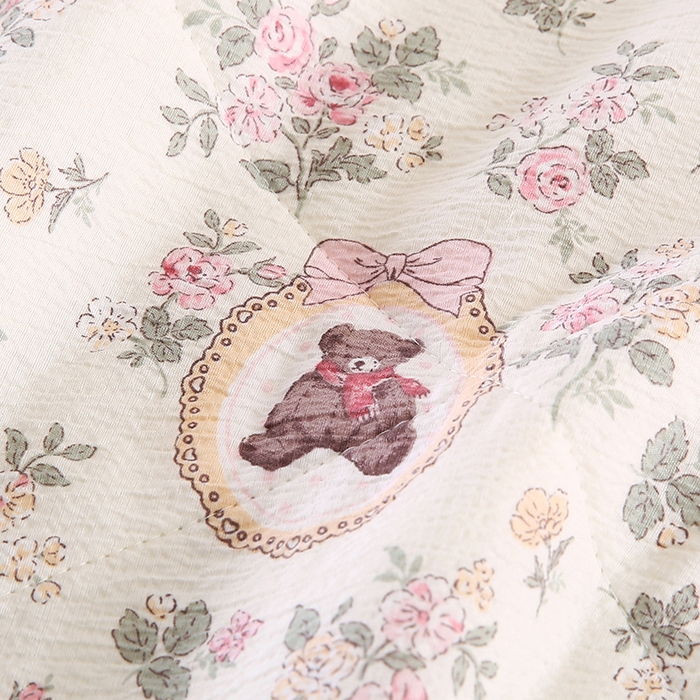 91家纺网 家纺一手货源 找家纺 米萝家居 2026新款100%棉花夏被四件套双层纱花边夏凉被空调被被子被芯直播 花团小熊