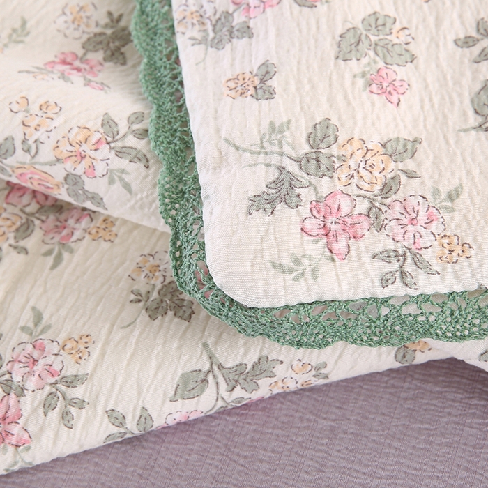 91家纺网 家纺一手货源 找家纺 米萝家居 2026新款100%棉花夏被四件套双层纱花边夏凉被空调被被子被芯直播 花团小熊