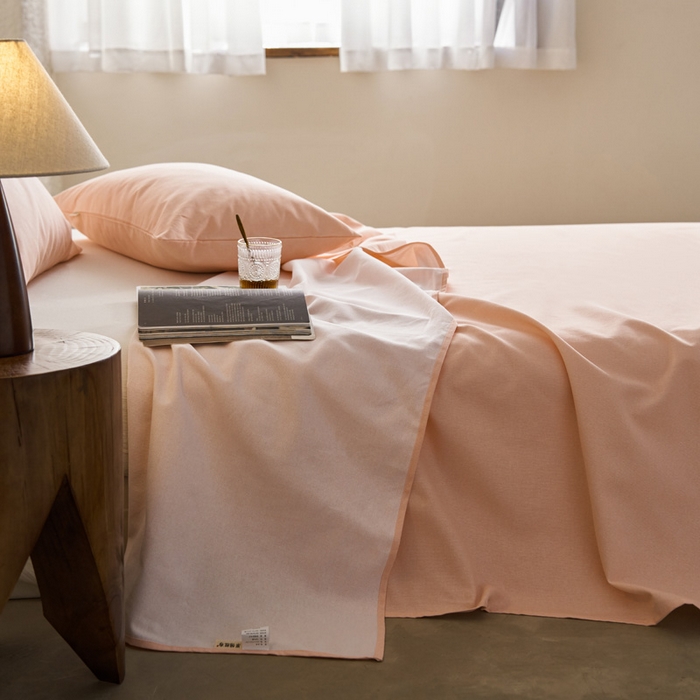 91家纺网 家纺一手货源 找家纺 小懒猪 2026新品全棉纯棉老粗布单品床单床单单件凉席席子 月白粉