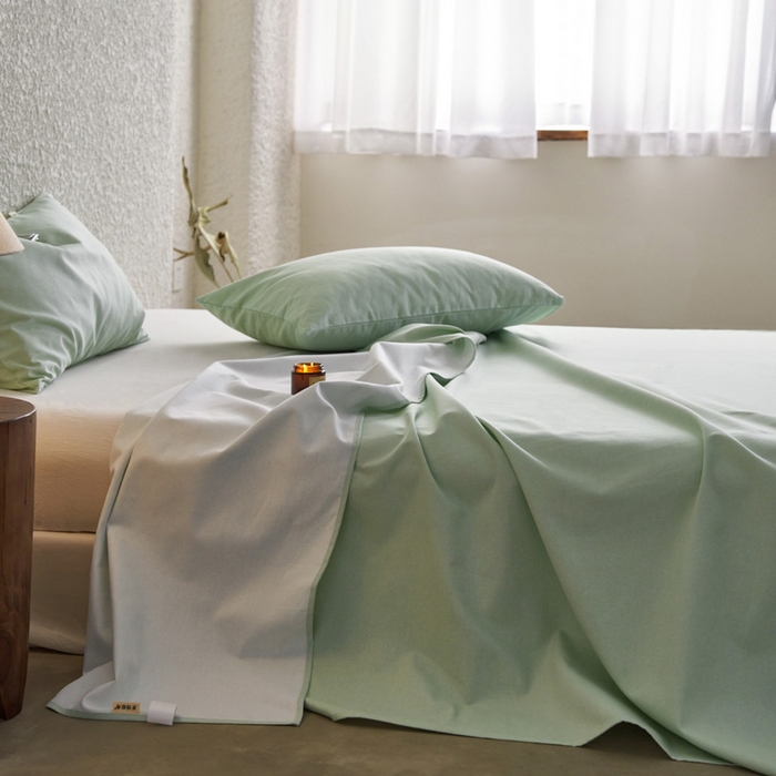 91家纺网 家纺一手货源 找家纺 小懒猪 2026新品全棉纯棉老粗布单品床单床单单件凉席席子 月白绿