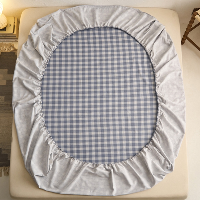 91家纺网 家纺一手货源 找家纺 小懒猪 2026新品全棉纯棉老粗布单品床笠床笠单件凉席席子 细条蓝格