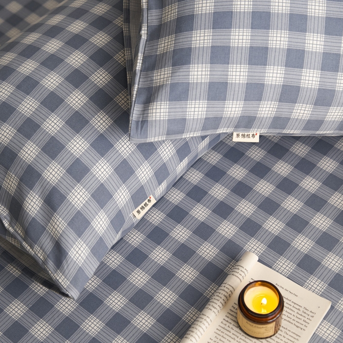 91家纺网 家纺一手货源 找家纺 小懒猪 2026新品全棉纯棉老粗布单品床笠床笠单件凉席席子 细条蓝格