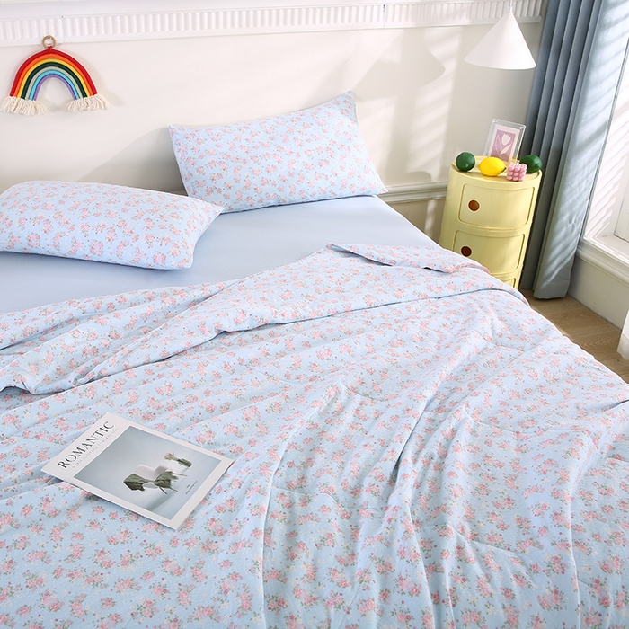 91家纺网 家纺一手货源 找家纺 米萝家居 2026新款100%棉花夏被四件套双层纱花边夏凉被空调被被子被芯直播 锦上添花