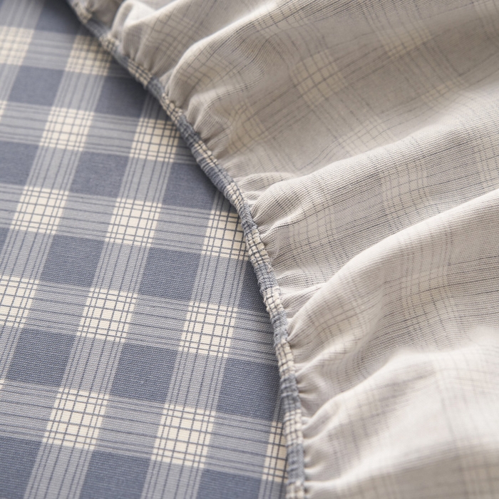 91家纺网 家纺一手货源 找家纺 小懒猪 2026新品全棉纯棉老粗布单品床笠床笠单件凉席席子 细条蓝格