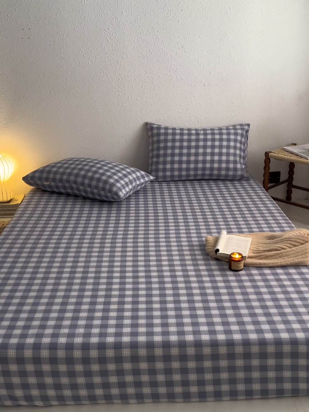 91家纺网 家纺一手货源 找家纺 小懒猪 2026新品全棉纯棉老粗布单品床笠床笠单件凉席席子 细条蓝格