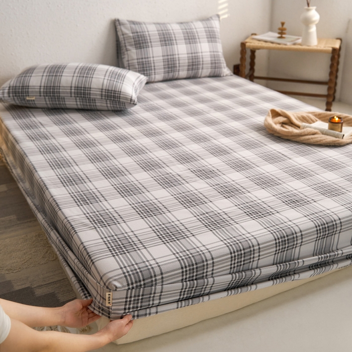 小懒猪 2026新品全棉纯棉老粗布单品床笠床笠单件凉席席子 小灰格
