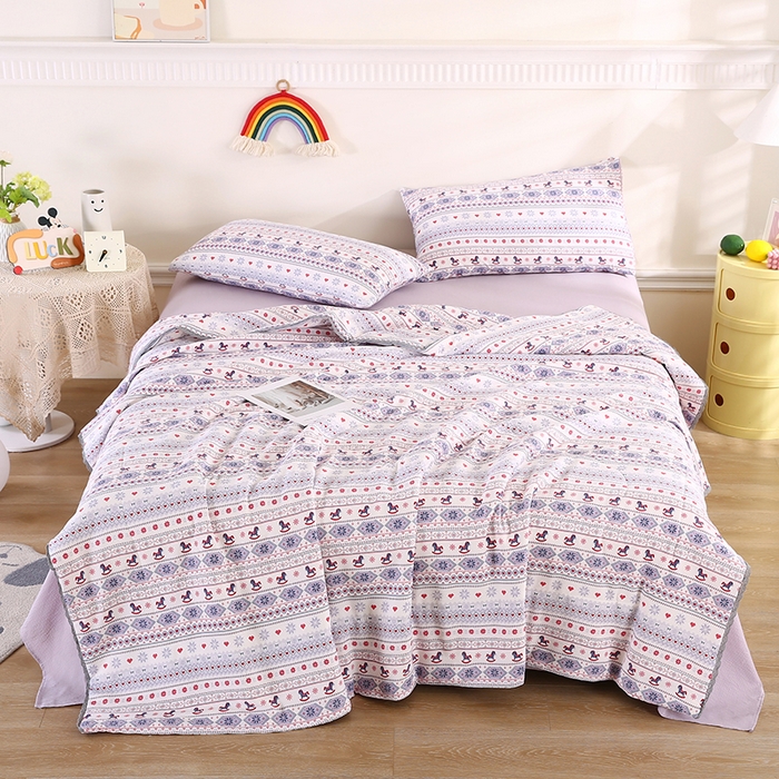 91家纺网 家纺一手货源 找家纺 米萝家居 2026新款100%棉花夏被四件套双层纱花边夏凉被空调被被子被芯直播 马上有福