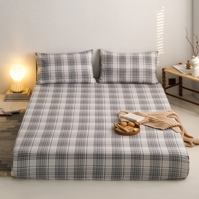 91家纺网 家纺一手货源 找家纺 小懒猪 2026新品全棉纯棉老粗布单品床笠床笠单件凉席席子 小灰格