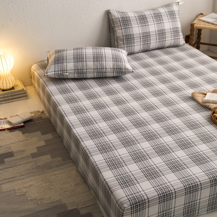 91家纺网 家纺一手货源 找家纺 小懒猪 2026新品全棉纯棉老粗布单品床笠床笠单件凉席席子 小灰格