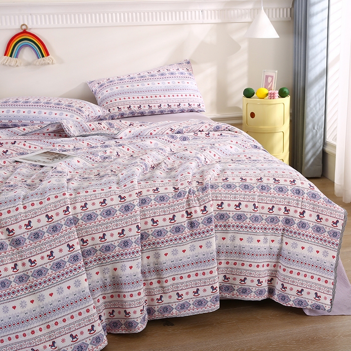 91家纺网 家纺一手货源 找家纺 米萝家居 2026新款100%棉花夏被四件套双层纱花边夏凉被空调被被子被芯直播 马上有福