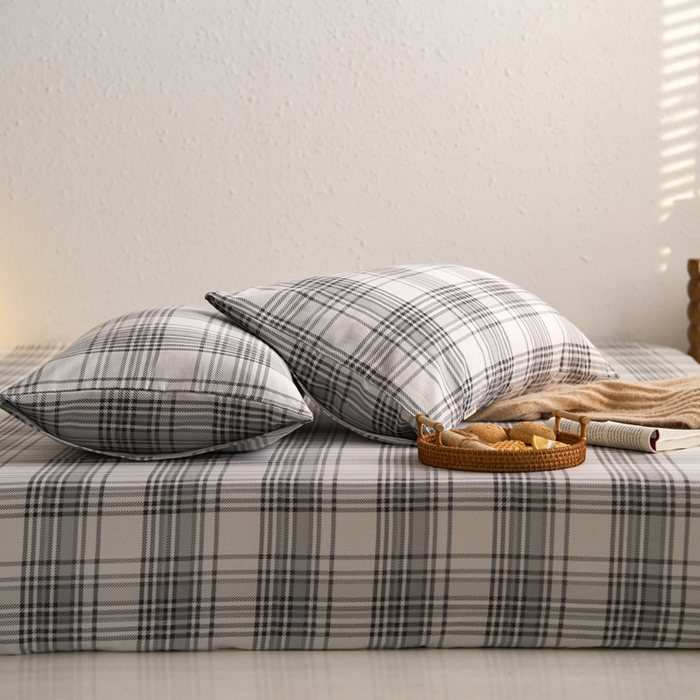 91家纺网 家纺一手货源 找家纺 小懒猪 2026新品全棉纯棉老粗布单品床笠床笠单件凉席席子 小灰格