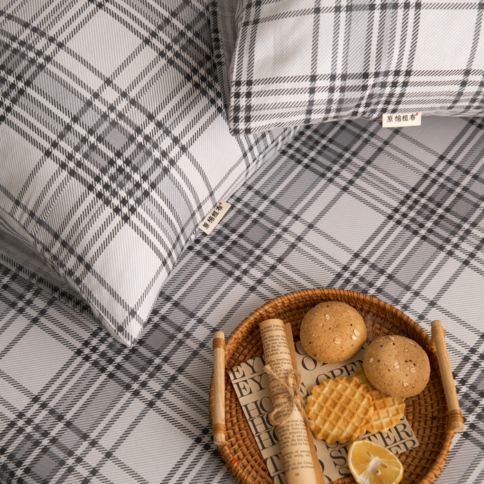 91家纺网 家纺一手货源 找家纺 小懒猪 2026新品全棉纯棉老粗布单品床笠床笠单件凉席席子 小灰格