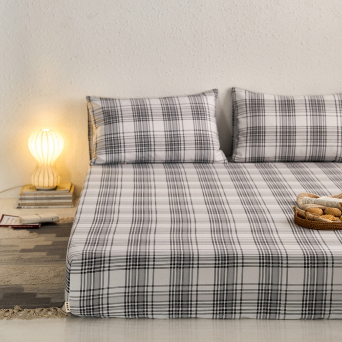 91家纺网 家纺一手货源 找家纺 小懒猪 2026新品全棉纯棉老粗布单品床笠床笠单件凉席席子 小灰格