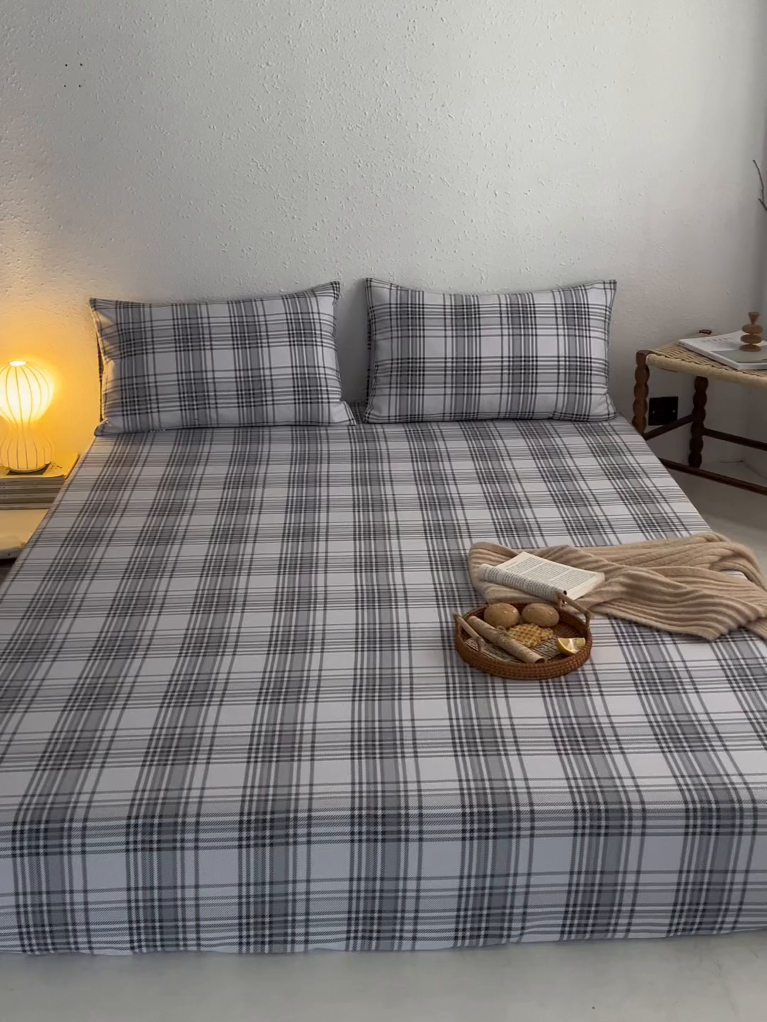 91家纺网 家纺一手货源 找家纺 小懒猪 2026新品全棉纯棉老粗布单品床笠床笠单件凉席席子 小灰格