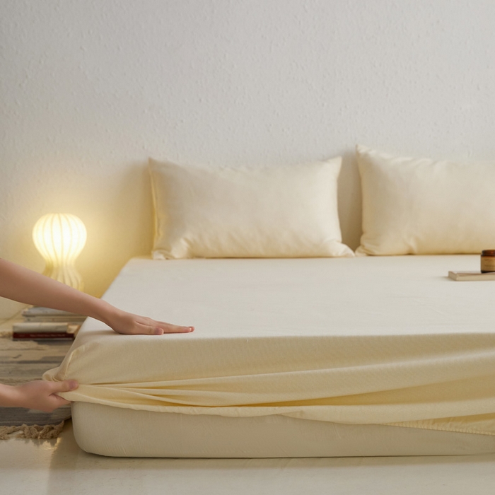 91家纺网 家纺一手货源 找家纺 小懒猪 2026新品全棉纯棉老粗布单品床笠床笠单件凉席席子 月白白