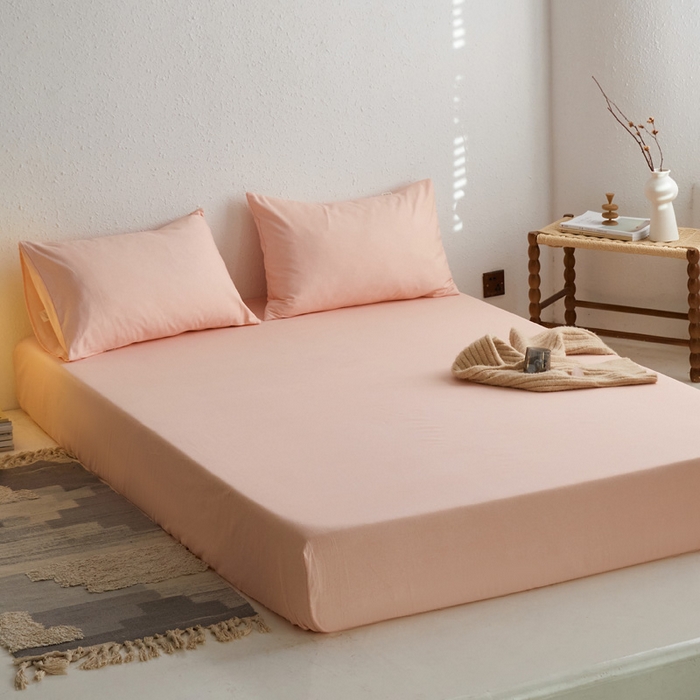 91家纺网 家纺一手货源 找家纺 小懒猪 2026新品全棉纯棉老粗布单品床笠床笠单件凉席席子 月白粉