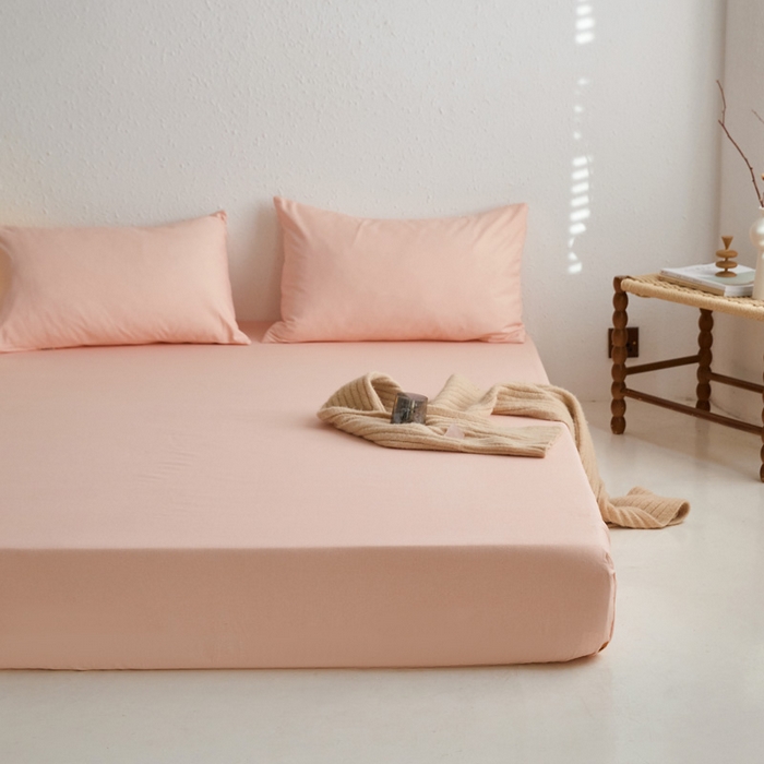 91家纺网 家纺一手货源 找家纺 小懒猪 2026新品全棉纯棉老粗布单品床笠床笠单件凉席席子 月白粉