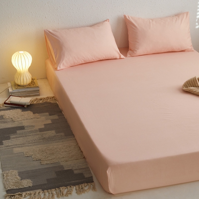 91家纺网 家纺一手货源 找家纺 小懒猪 2026新品全棉纯棉老粗布单品床笠床笠单件凉席席子 月白粉