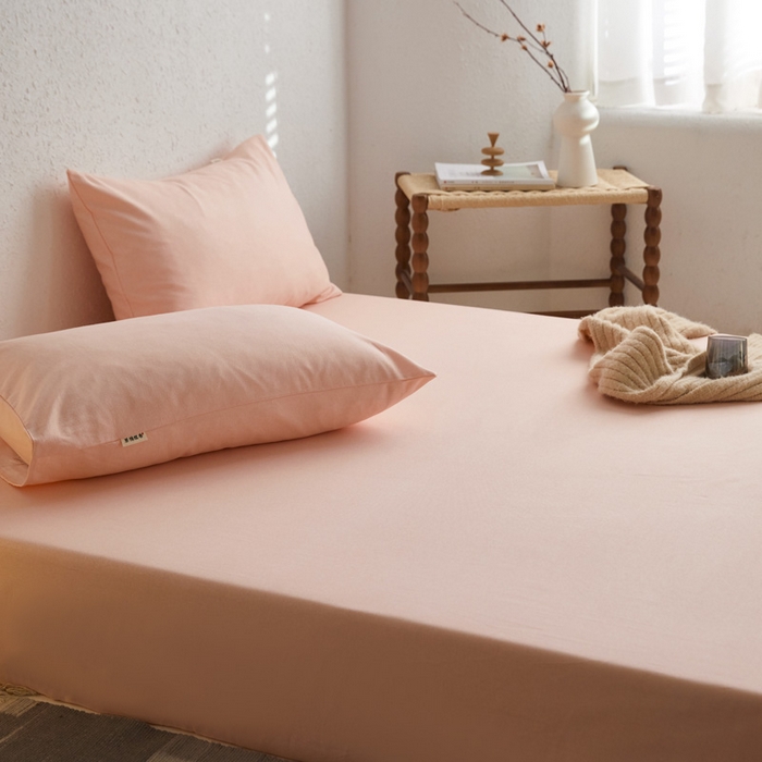 91家纺网 家纺一手货源 找家纺 小懒猪 2026新品全棉纯棉老粗布单品床笠床笠单件凉席席子 月白粉