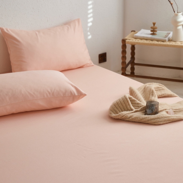 91家纺网 家纺一手货源 找家纺 小懒猪 2026新品全棉纯棉老粗布单品床笠床笠单件凉席席子 月白粉