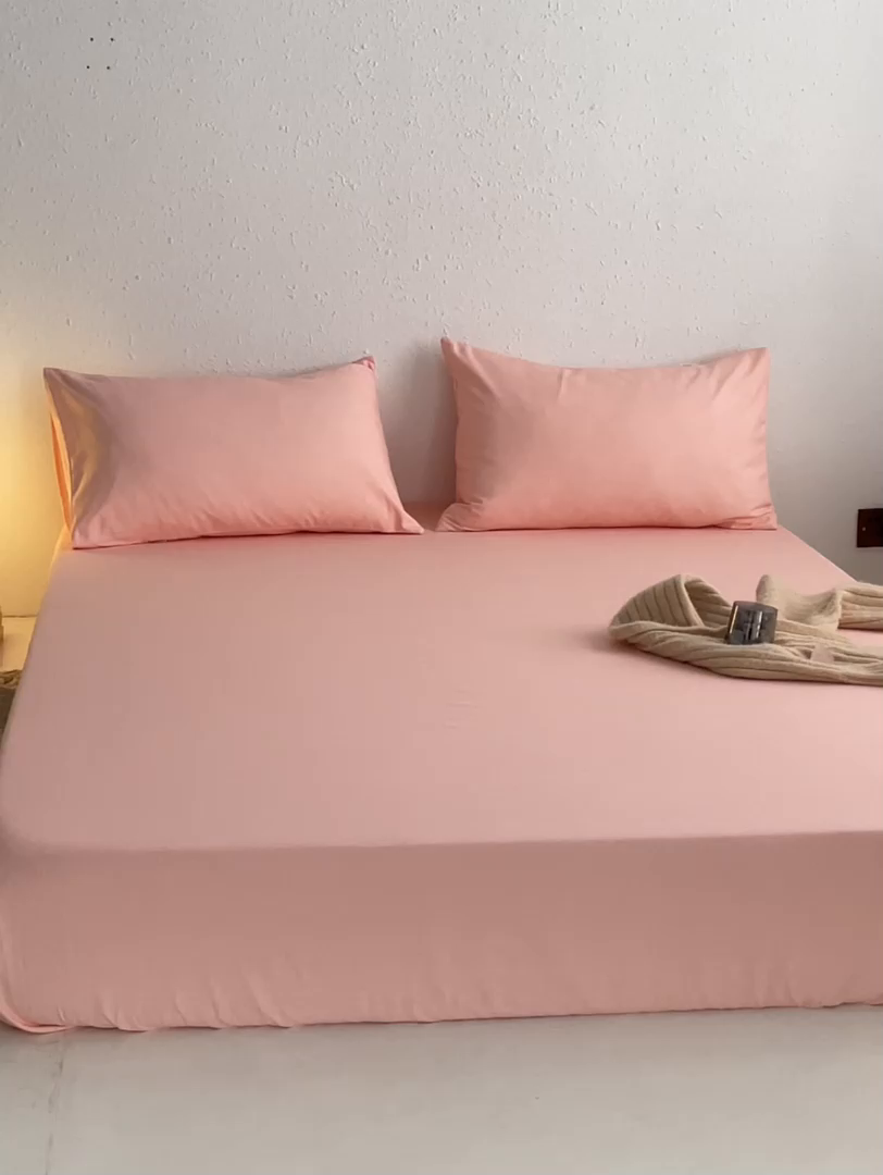 91家纺网 家纺一手货源 找家纺 小懒猪 2026新品全棉纯棉老粗布单品床笠床笠单件凉席席子 月白粉