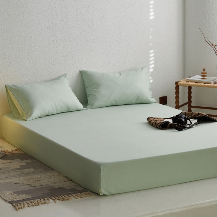 91家纺网 家纺一手货源 找家纺 小懒猪 2026新品全棉纯棉老粗布单品床笠床笠单件凉席席子 月白绿