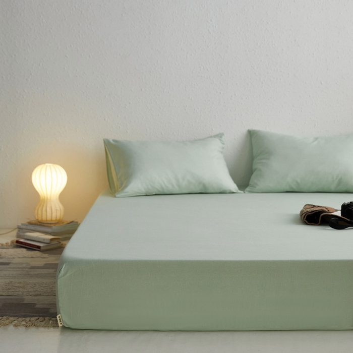 91家纺网 家纺一手货源 找家纺 小懒猪 2026新品全棉纯棉老粗布单品床笠床笠单件凉席席子 月白绿