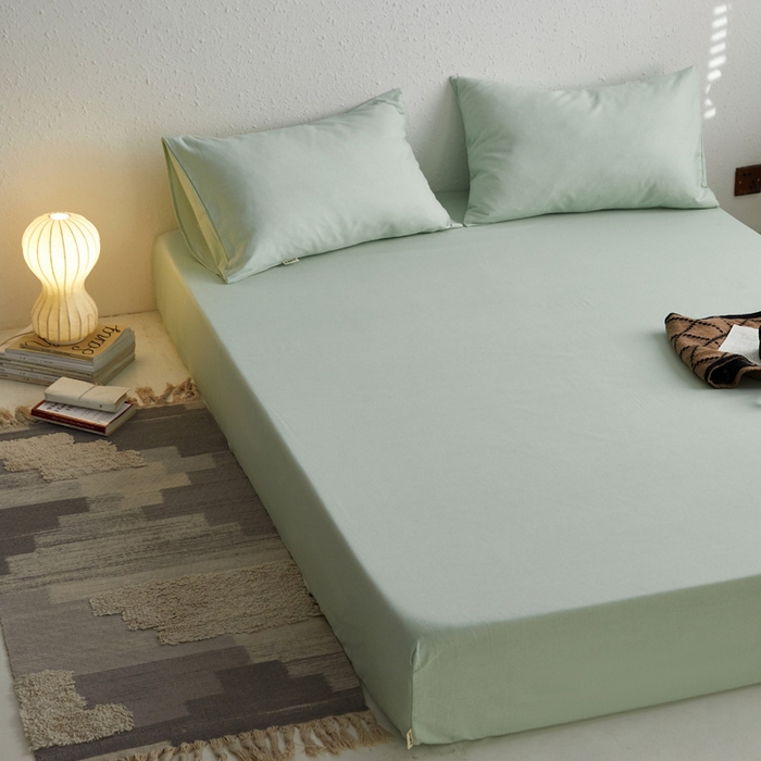 91家纺网 家纺一手货源 找家纺 小懒猪 2026新品全棉纯棉老粗布单品床笠床笠单件凉席席子 月白绿