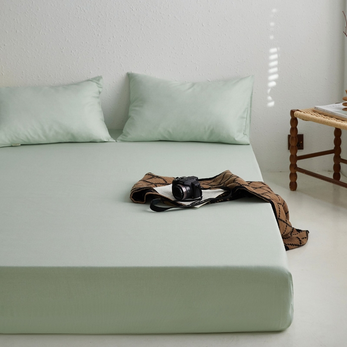 91家纺网 家纺一手货源 找家纺 小懒猪 2026新品全棉纯棉老粗布单品床笠床笠单件凉席席子 月白绿