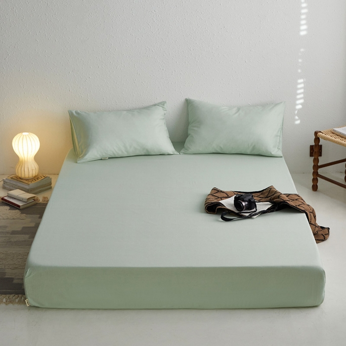 91家纺网 家纺一手货源 找家纺 小懒猪 2026新品全棉纯棉老粗布单品床笠床笠单件凉席席子 月白绿