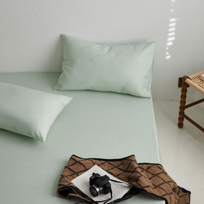 91家纺网 家纺一手货源 找家纺 小懒猪 2026新品全棉纯棉老粗布单品床笠床笠单件凉席席子 月白绿