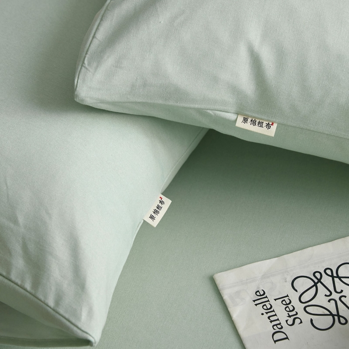 91家纺网 家纺一手货源 找家纺 小懒猪 2026新品全棉纯棉老粗布单品床笠床笠单件凉席席子 月白绿