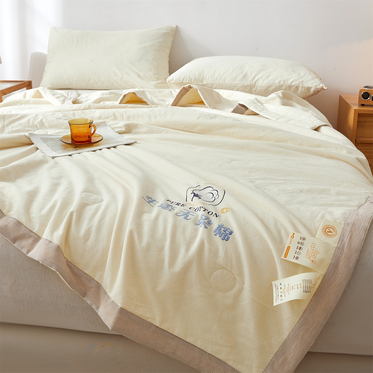 91家纺网 家纺一手货源 找家纺 （总）招财星家纺 2026新款棉花夏被无印风纯色新疆棉夏凉被空调被棉花夏被棉花被子百分百新疆棉（带质检报告买家秀）